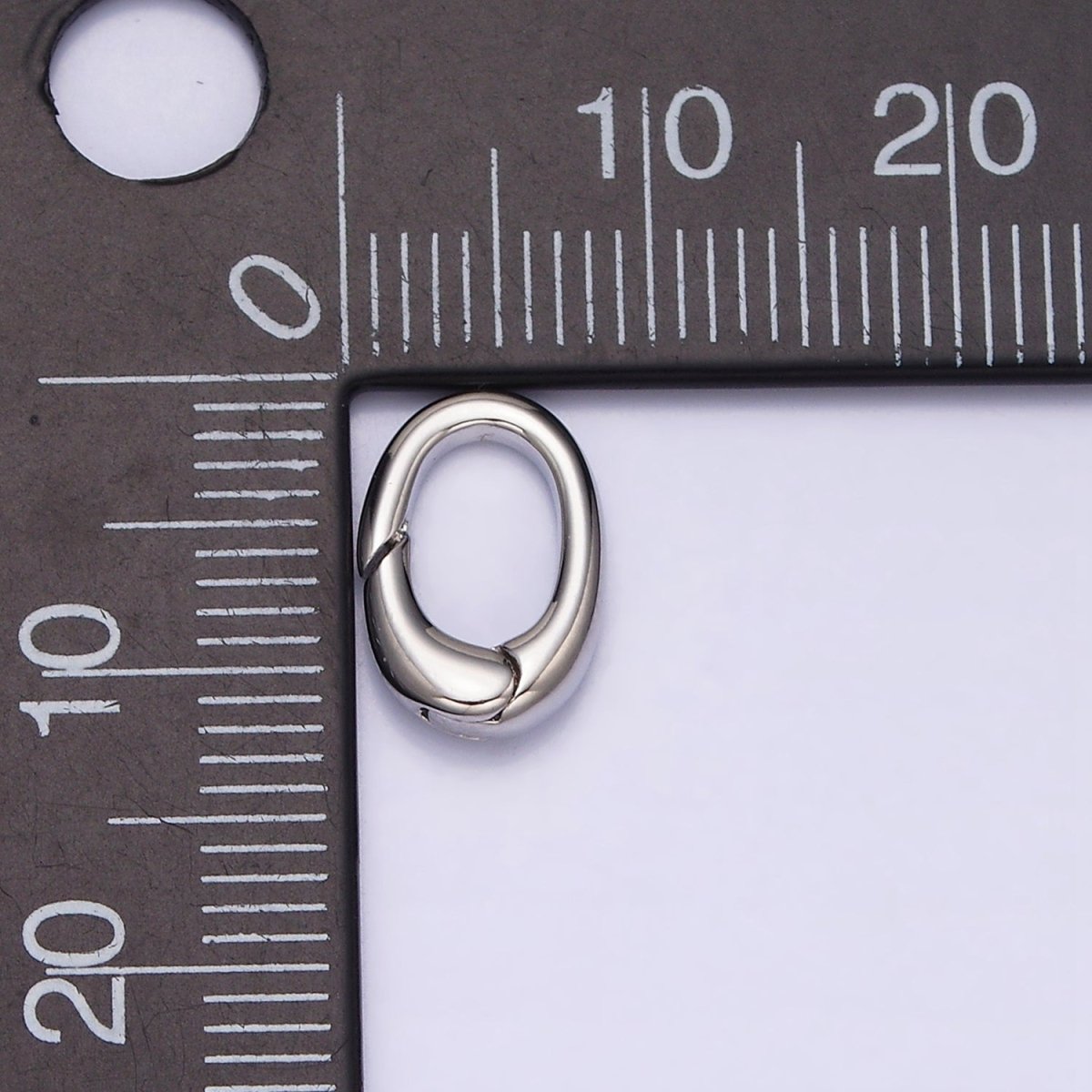White Gold Filled 12mm Push Oval Spring Gate Ring Jewelry Supply | Z-403