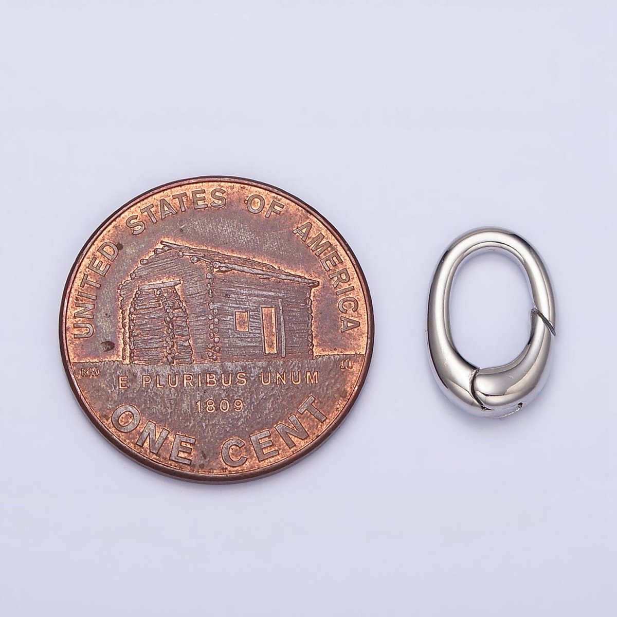 White Gold Filled 12mm Push Oval Spring Gate Ring Jewelry Supply | Z-403