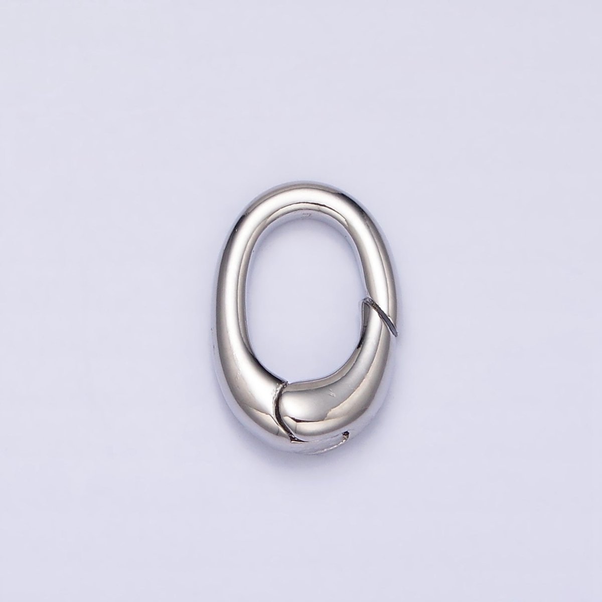 White Gold Filled 12mm Push Oval Spring Gate Ring Jewelry Supply | Z-403