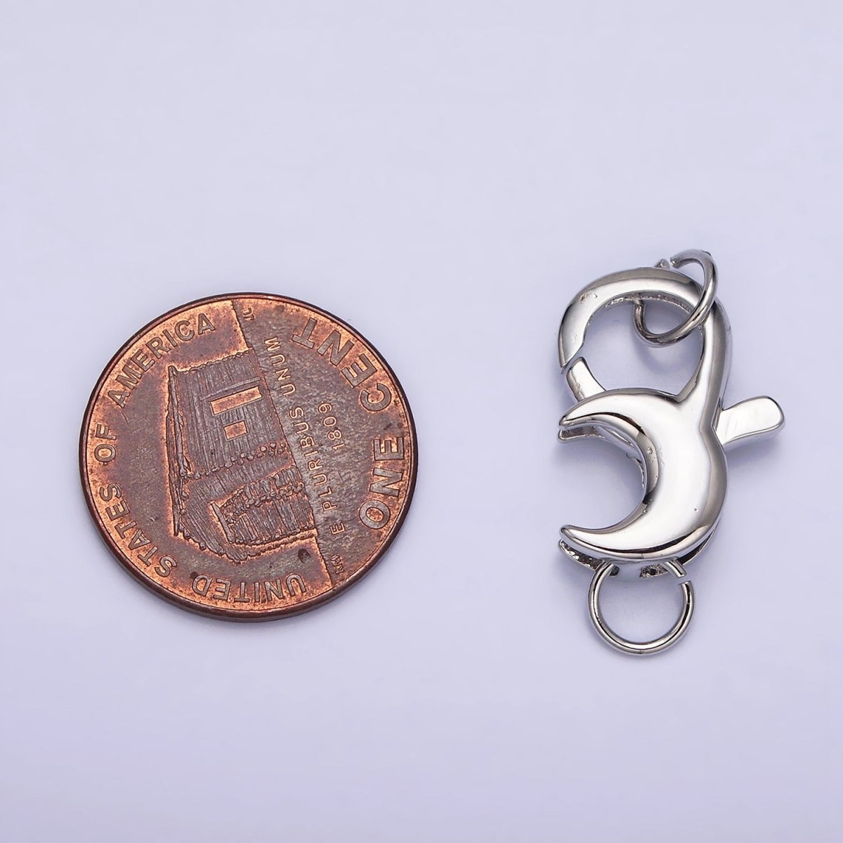White Gold Filled 25.5mm Celestial Crescent Moon Lobster Clasps Jewelry Closure Supply | Z-393