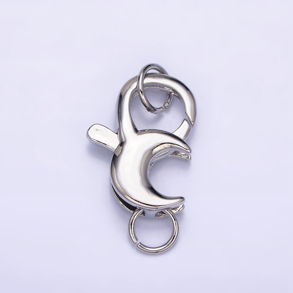 White Gold Filled 25.5mm Celestial Crescent Moon Lobster Clasps Jewelry Closure Supply | Z-393