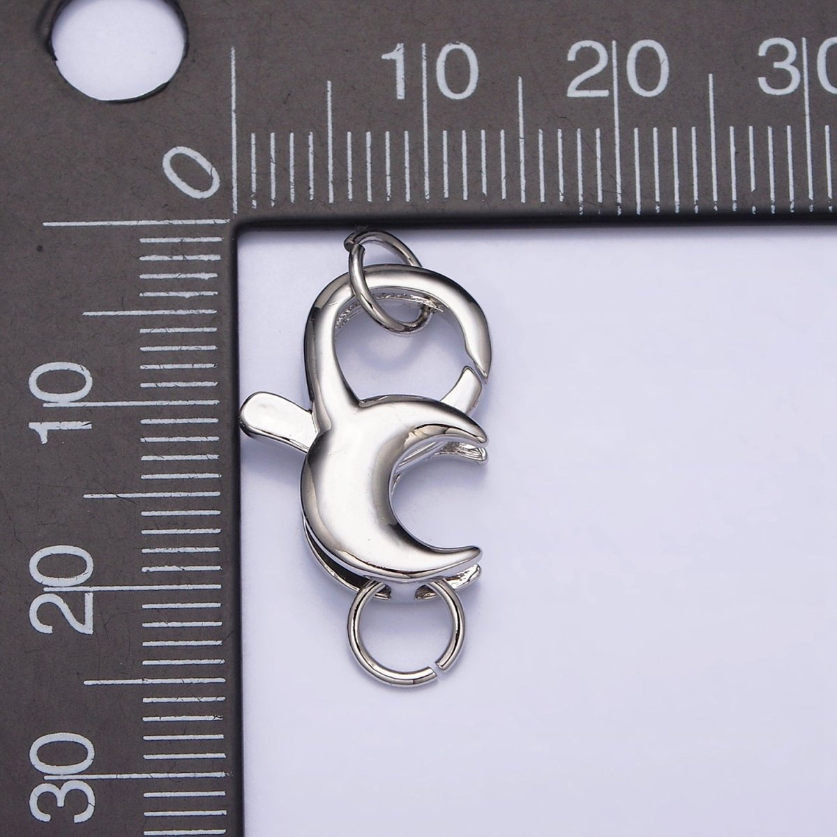 White Gold Filled 25.5mm Celestial Crescent Moon Lobster Clasps Jewelry Closure Supply | Z-393
