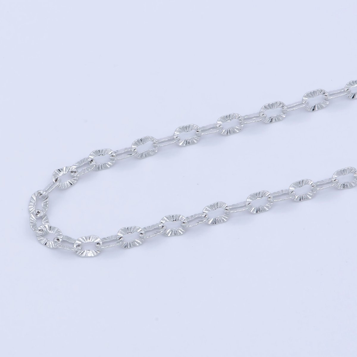 White Gold Filled 3mm Sunburst Cable Unique Everyday Layering 18 Inch Chain Silver Necklace | WA-202 Clearance Pricing