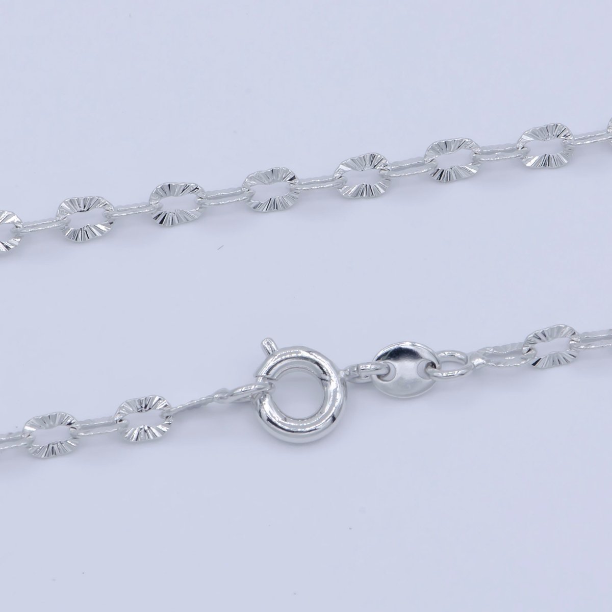 White Gold Filled 3mm Sunburst Cable Unique Everyday Layering 18 Inch Chain Silver Necklace | WA-202 Clearance Pricing