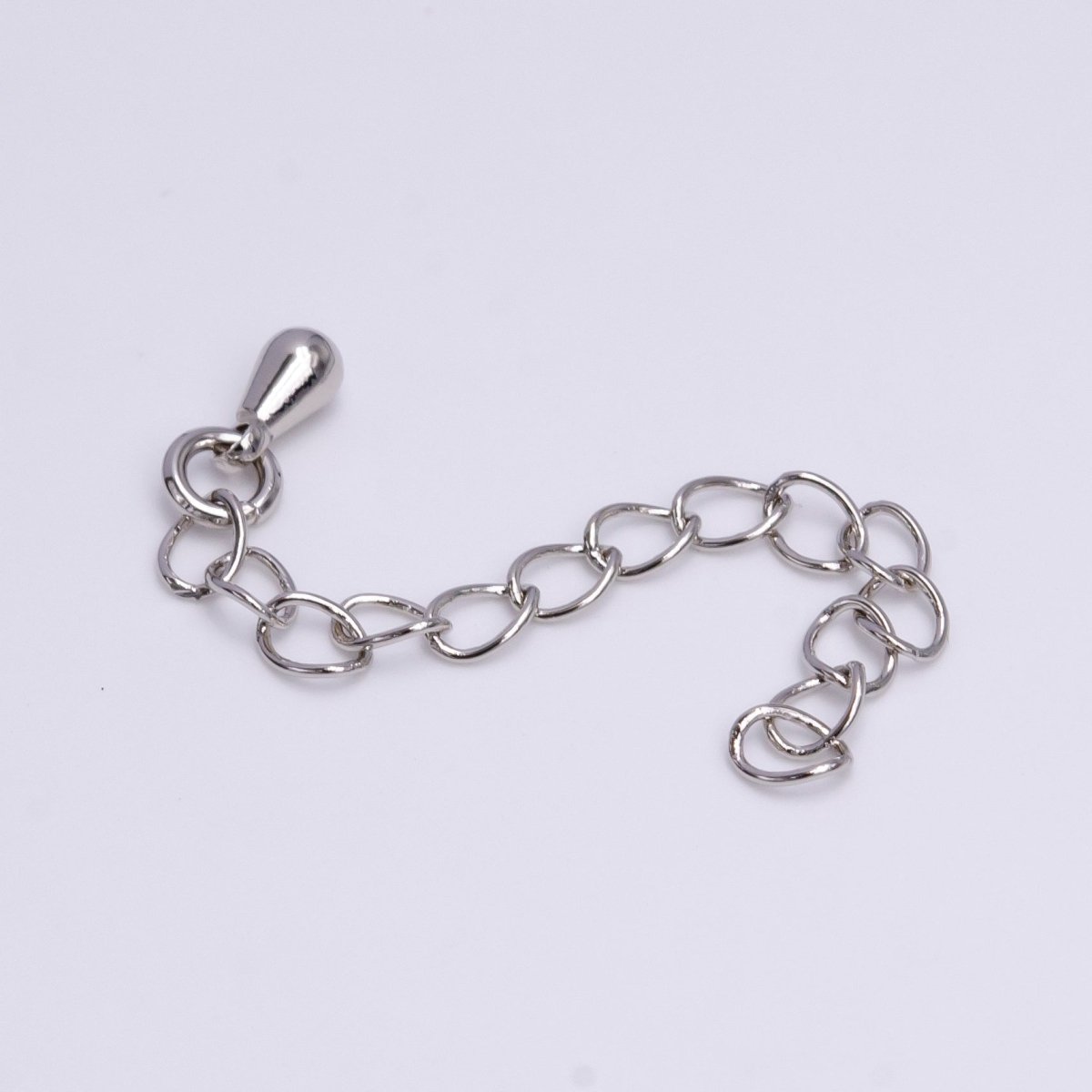 White Gold Filled 50mm Teardrop Chain Extender Jewelry Making Supply | Z-385