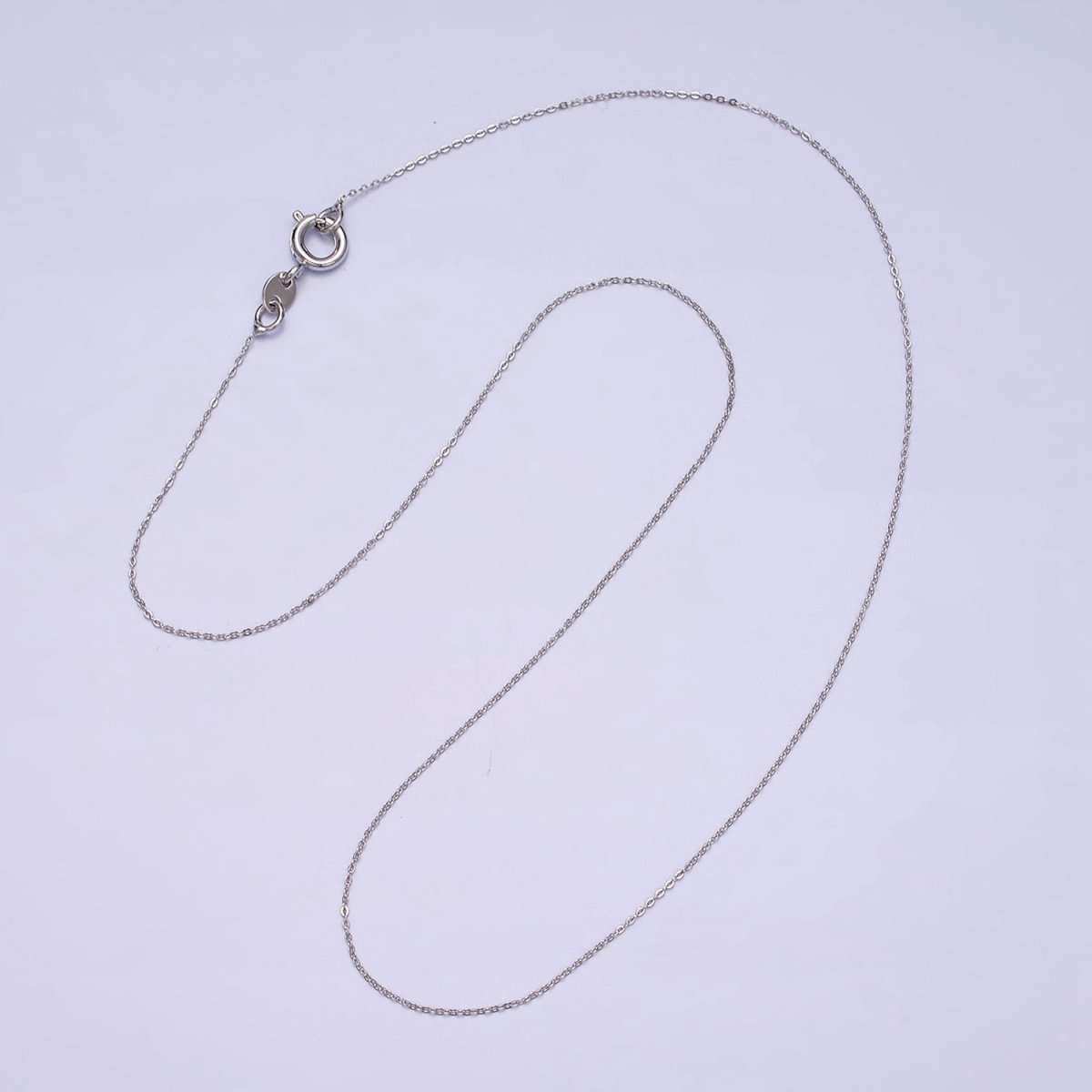 White Gold Filled Dainty 0.5mm Cable 15.5 Inch Choker Chain Necklace | WA-1877 Clearance Pricing