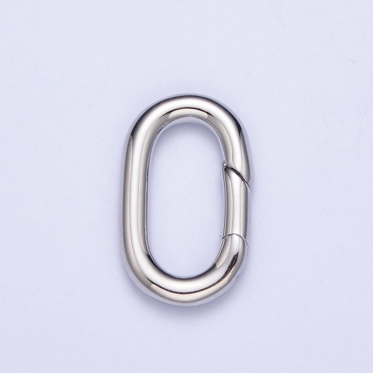 White Gold Filled Long Oval Spring Gate For Jewelry Making Supply Closure Charm Holder L-818