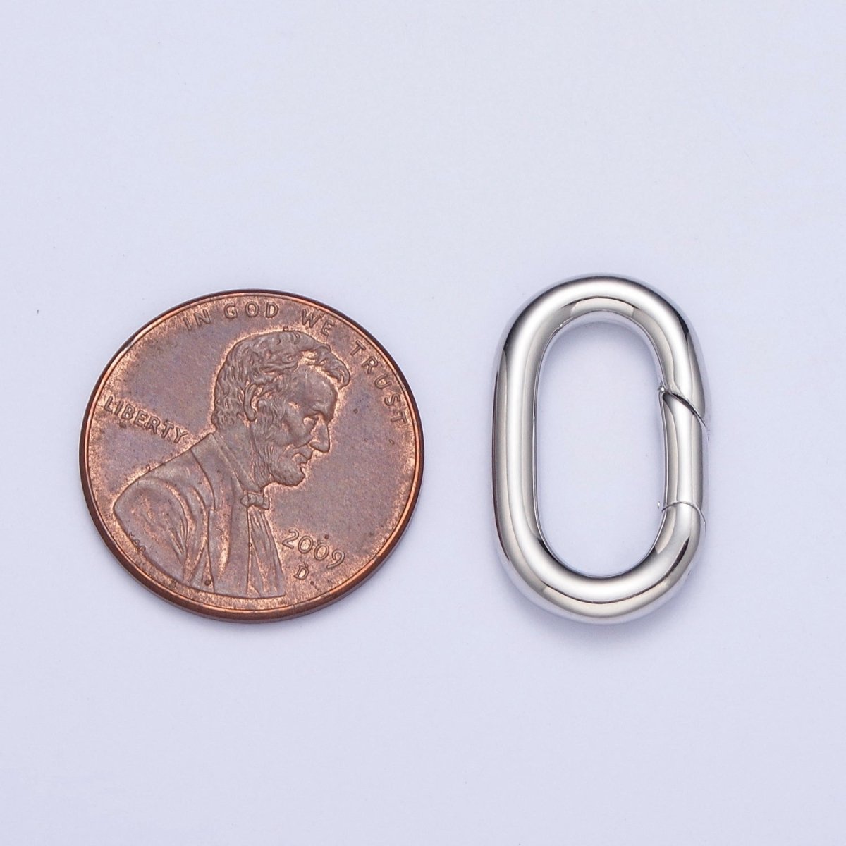 White Gold Filled Long Oval Spring Gate For Jewelry Making Supply Closure Charm Holder L-818
