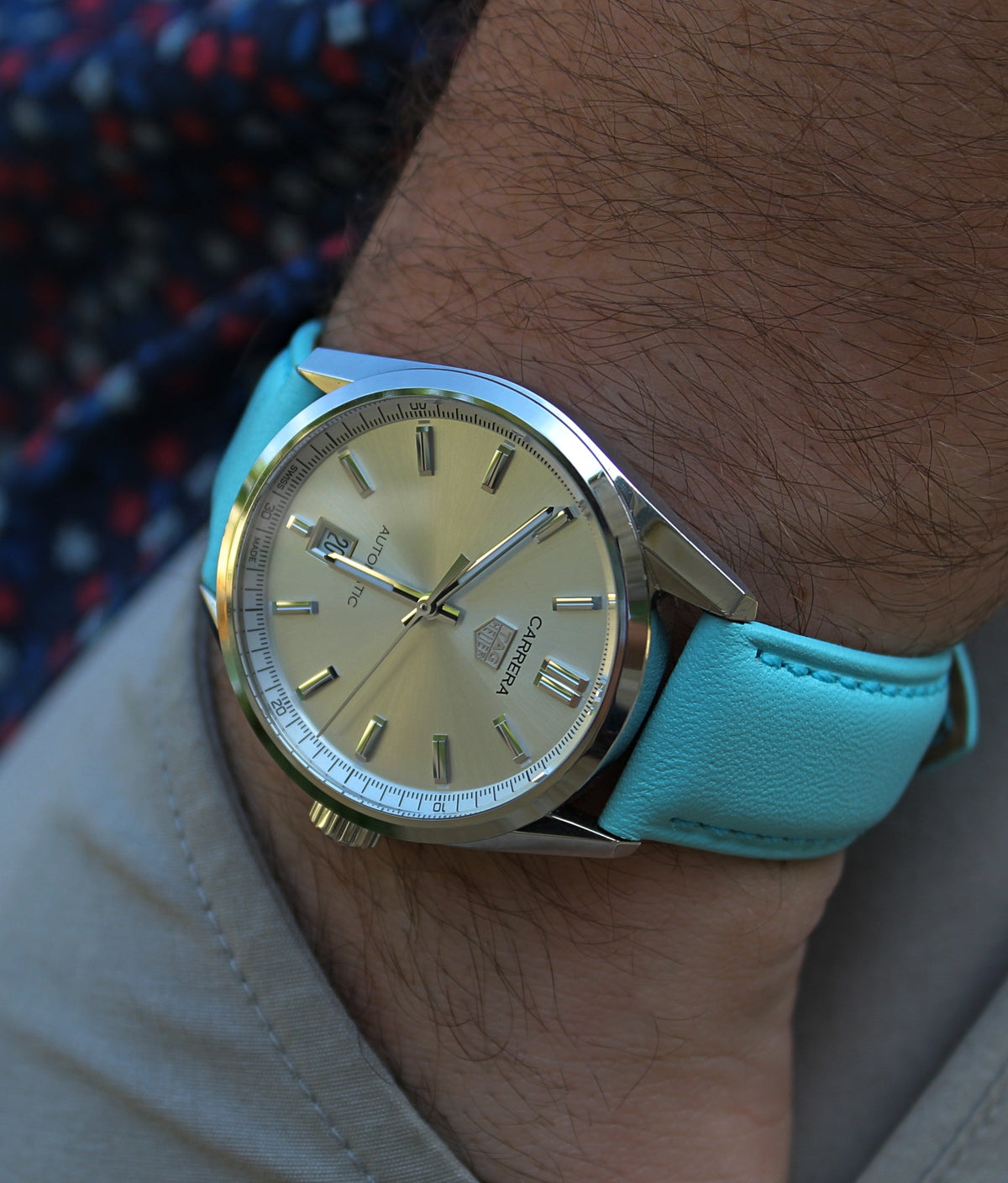 Sky Blue Handmade Italian Leather Watch Strap 20mm