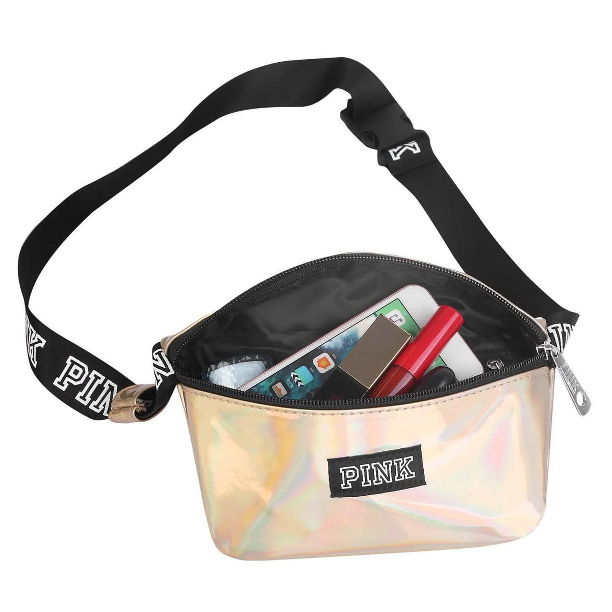 Women Shiny Leather Waist Pack Bag