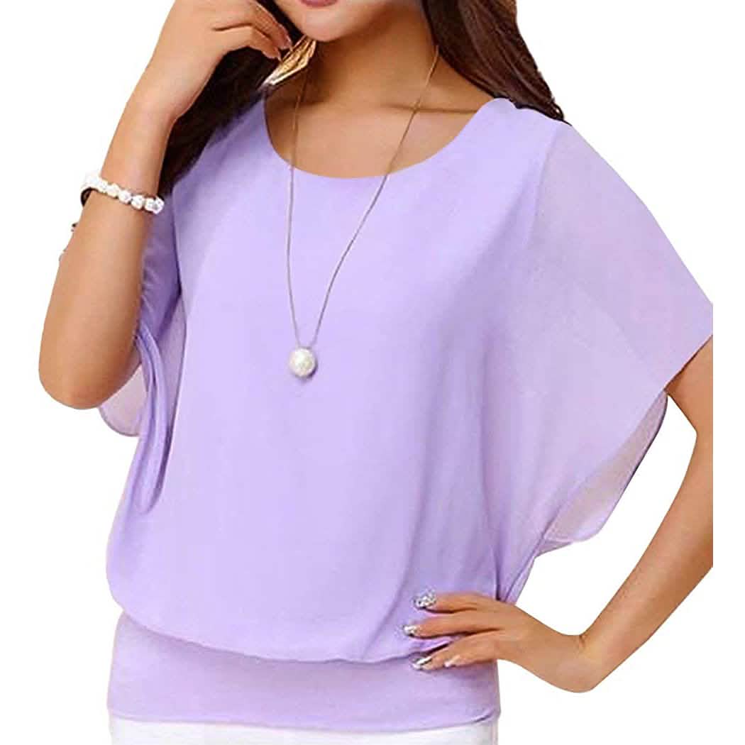 Women's Loose Casual Short Sleeve Chiffon Top T-Shirt Blouse