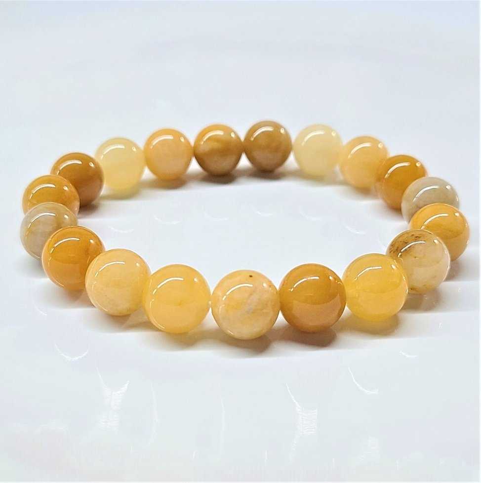 Yellow Jade Round Bead Bracelet - Wisdom, Courage & Abundance