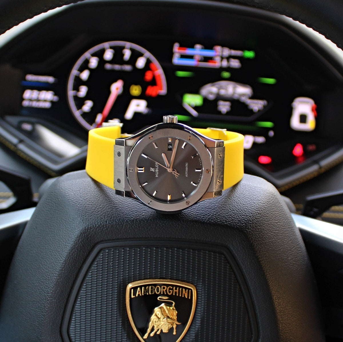 Lemon Yellow - Rubber Watch Strap For Hublot Classic Fusion 42mm